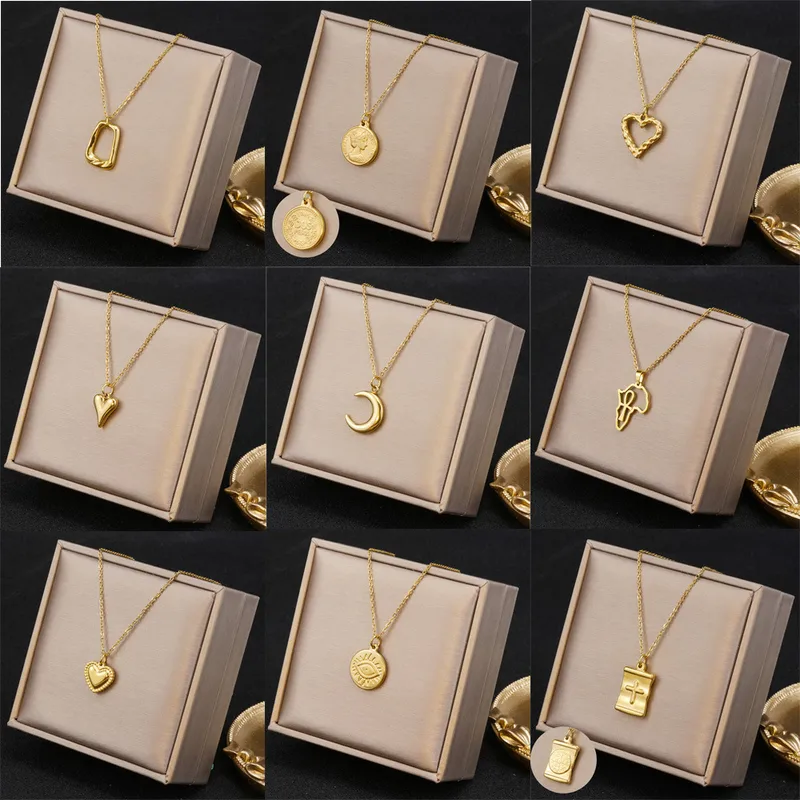 Wholesale Simple Style Moon Heart Shape Stainless Steel Plating Pendant Necklace 1 Piece