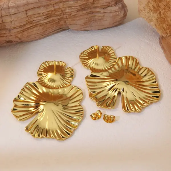 Wholesale 1 Pair Cute Exaggerated Sweet Flower 304 Stainless Steel Imitation Gold Electroplating Drop Earrings