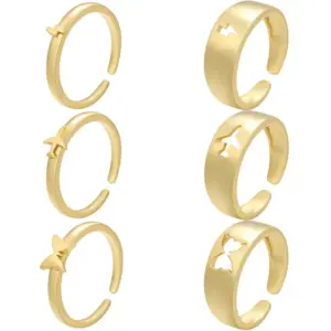 Wholesale Glossy Copper Plated 18k Gold Ring Lightning Airplane Butterfly Pattern Couple Ring