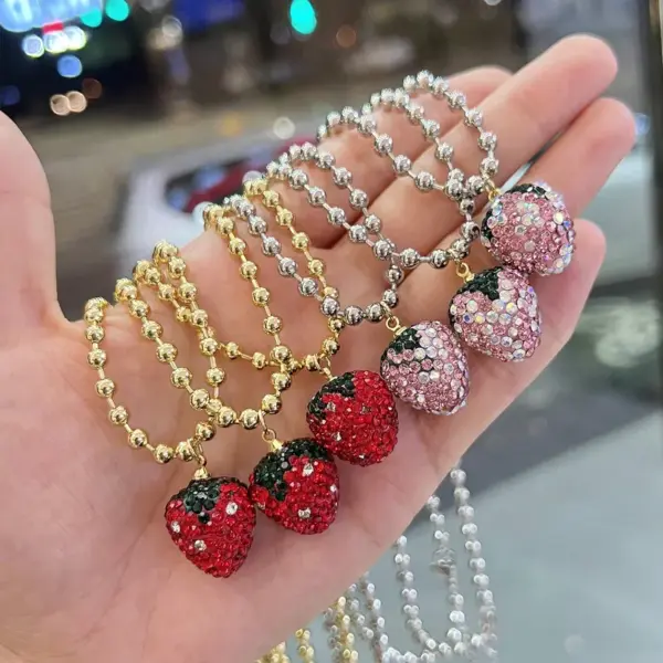 Copper Strawberry Pendant Necklace