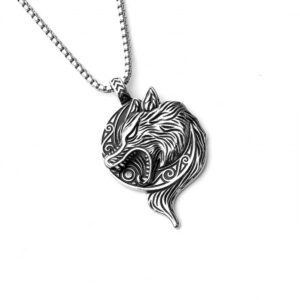 Wolf + stainless steel chain