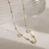 Wholesale Jewelry Retro Sweet Commute Flower 304 Stainless Steel 18K Gold Plated Necklace