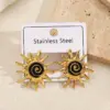 Wholesale Sunshine Plating Color Retention Earrings Hot Selling Polished And Drip Oil Electroplated Stainless Steel