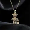 Wholesale New Copper Micro-inlaid Zircon Cute Bear Pendant Golden Necklace Wholesale