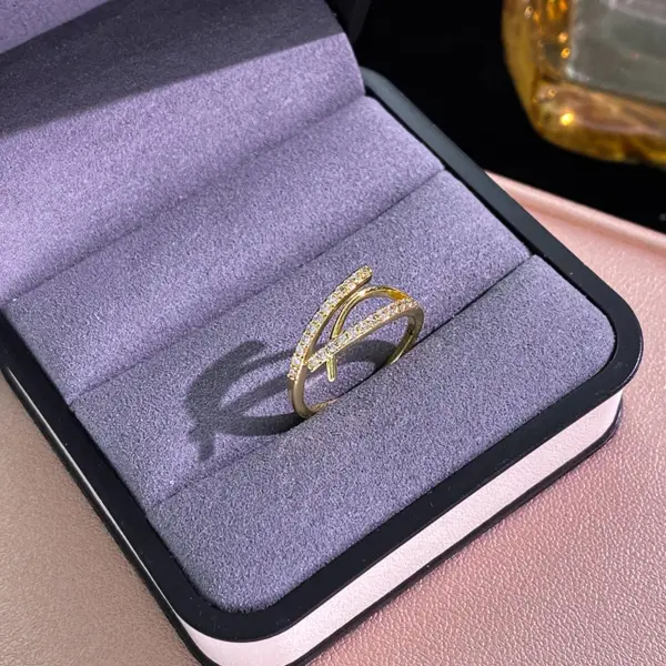 Wholesale Jewelry Elegant Classic Style Pearl Butterfly Nail Copper Zircon 18K Gold Plated K Gold Plated Inlay Open Rings