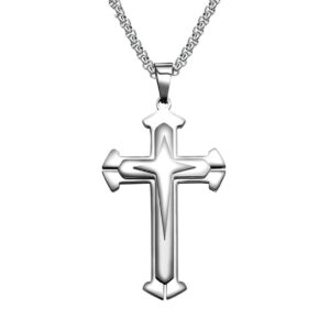Slit silver + stainless steel chain