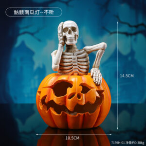 7139h-01 skeleton pumpkin lantern--don’t listen / As shown in the figure