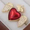Wholesale Copper 18K Gold Plated Epoxy Plating Inlay Heart Shape Wings Zircon Open Rings