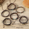 Wholesale Multi-layer coconut shell gravel feather turquoise 6-piece bracelet