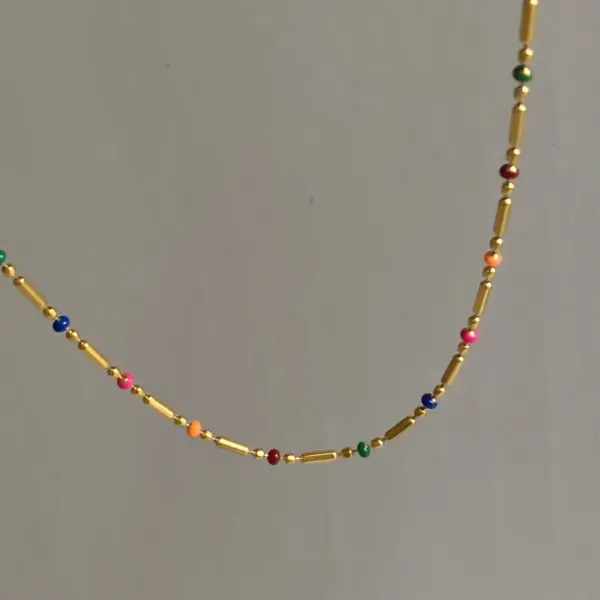 Wholesale Retro Colorful Stainless Steel Necklace