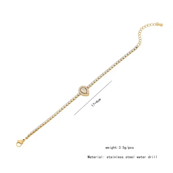 Copper 18K Gold Plated Simple Style Plating Inlay Water oplets Heart Shape Zircon Bracelets