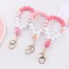 Wholesale 2025 New Mother's Day Silicone Wrist Keychain Pendant Love Silicone Beaded Bracelet Key Ring Accessories