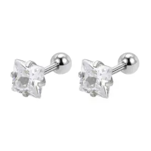 5mm Square White Zirconium (a Pair)
