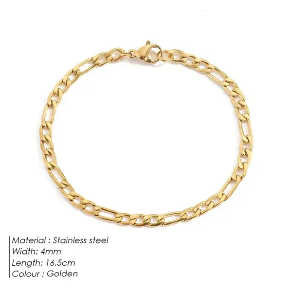 Wholesale PVD Coated Real Gold Plated Geometric 304 Stainless Steel Hip-Hop Waterproof Non Tarnish 304 Stainless Steel Chain Bracelet
