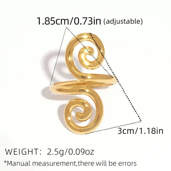 Wholesale Summer Ladies' 18K Gold Plated Stainless Steel Geometric Hollow Out Open Ring Adjustable Size Casual Wear Elegant Design