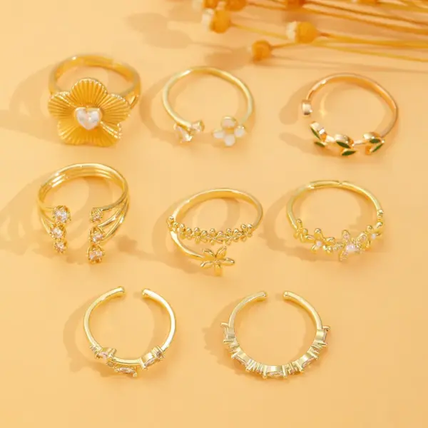 Wholesale Jewelry Casual Streetwear Flower Copper Plating Adjustable Ring Open Rings