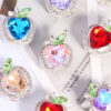 Wholesale Double-sided alloy apple four-hole straight hole loose beads beaded DIY keychain accessories