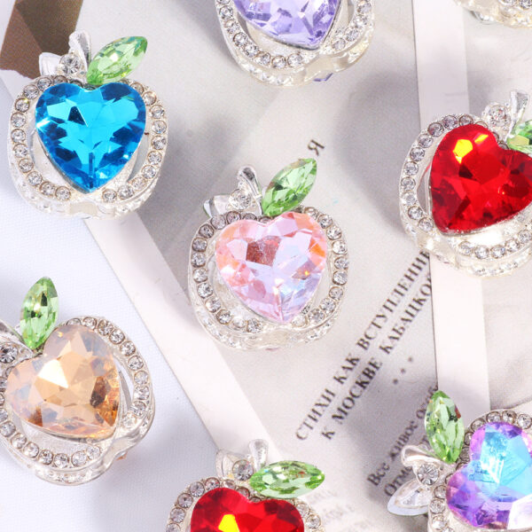 Wholesale Double-sided alloy apple four-hole straight hole loose beads beaded DIY keychain accessories