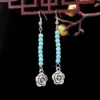 Wholesale 1 Pair Elegant Lady Ethnic Style Owl Flower Butterfly Turquoise Drop Earrings