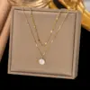 PVD Coated Real Gold Plated Water Droplets Heart Shape Rectangle Titanium Steel Elegant Waterproof Non Tarnish Titanium Steel Pendant Necklace
