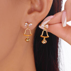 Christmas bow and bell earrings