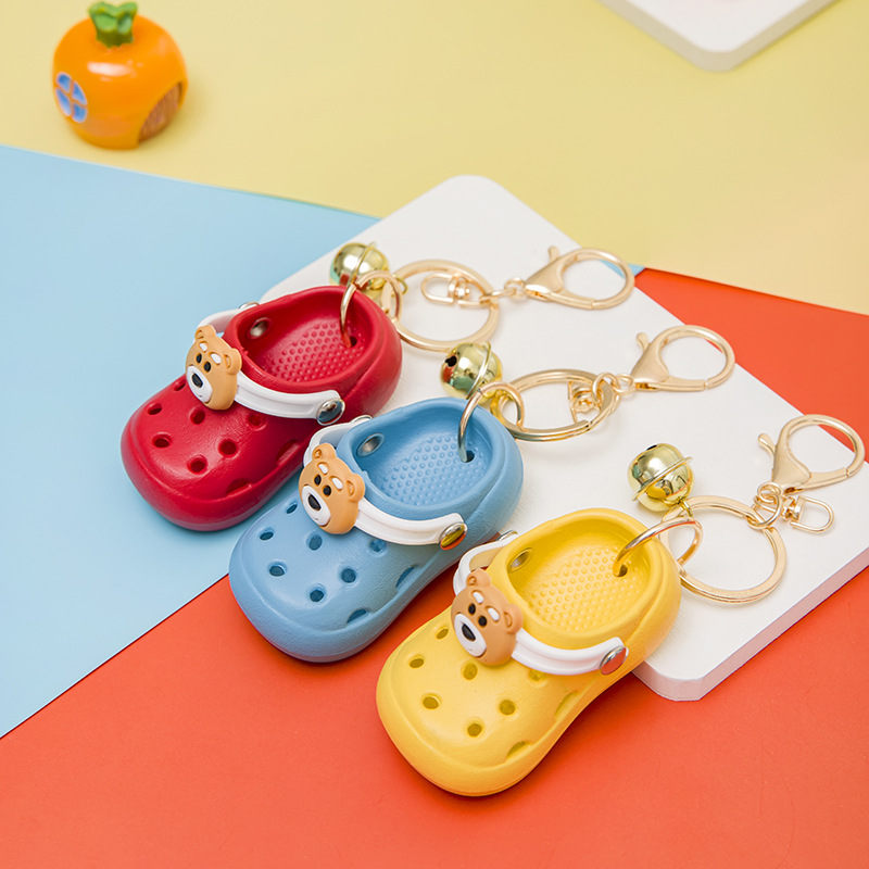 Wholesale Creative cute mini hole shoes keychain small pendant cartoon schoolbag women's backpack ornaments