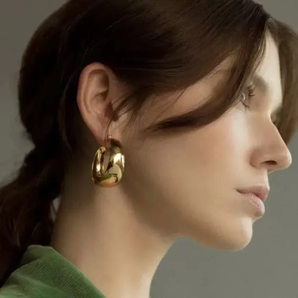 Wholesale PVD Coated 18K Gold Real Gold Plated Solid Color 201 Stainless Steel Fashion Waterproof Non Tarnish Hoop Earrings