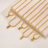 Wholesale Jewelry Fashion Letter 201 Stainless Steel Artificial Diamond Gold Plated Plating Inlay Stainless Steel Necklaces
