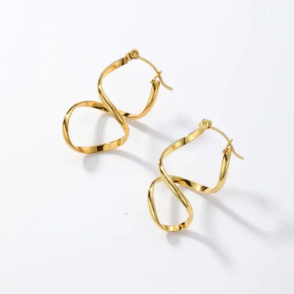 Wholesale 1 Pair Elegant Simple Style Irregular Geometric Plating 201 Stainless Steel 18K Gold Plated Earrings