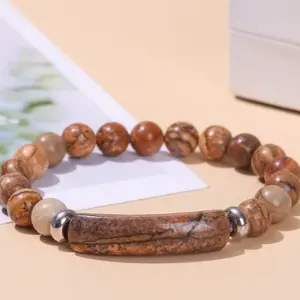 Natural Painting Stone Bridge Bracelet / 8mm Long Tube 10 * 39mm