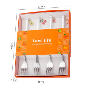 Orange gift box-fork set of 4 "silver]