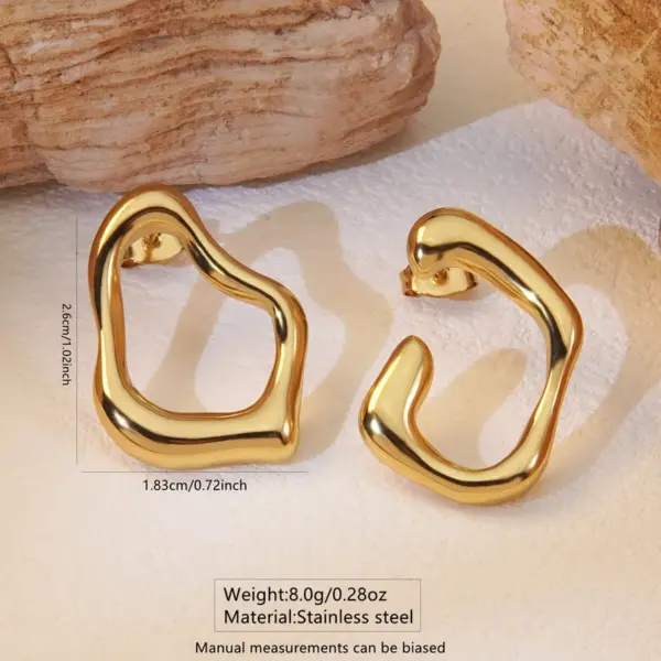 1 Pair Simple Style Classic Style Artistic Asymmetrical Irregular Hollow Out 304 Stainless Steel Imitation Gold Electroplating Ear Studs