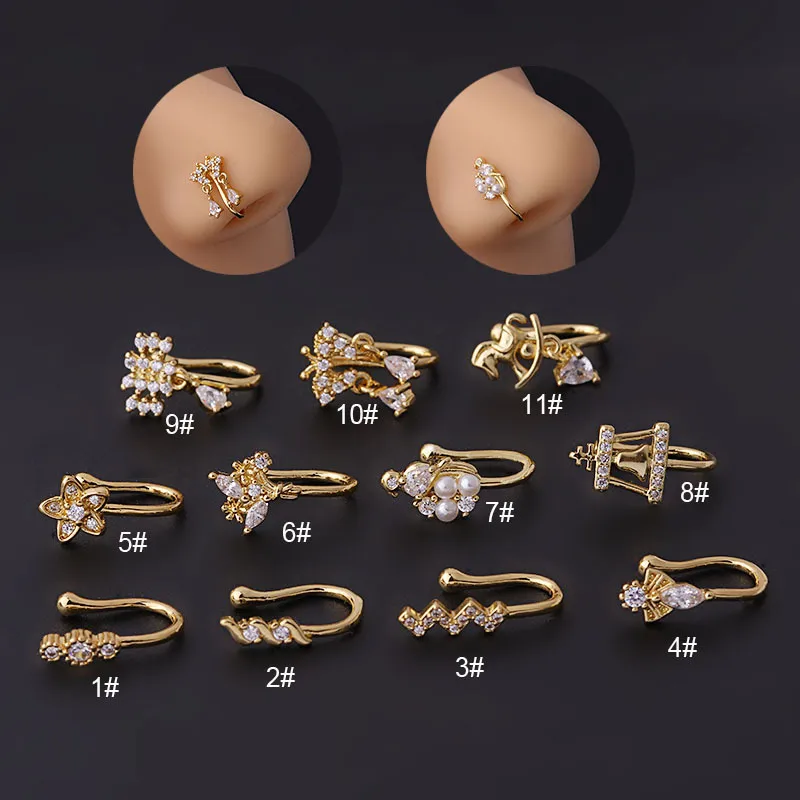 Wholesale Nose Rings & Studs Fashion Geometric Copper Plating Nose Pin