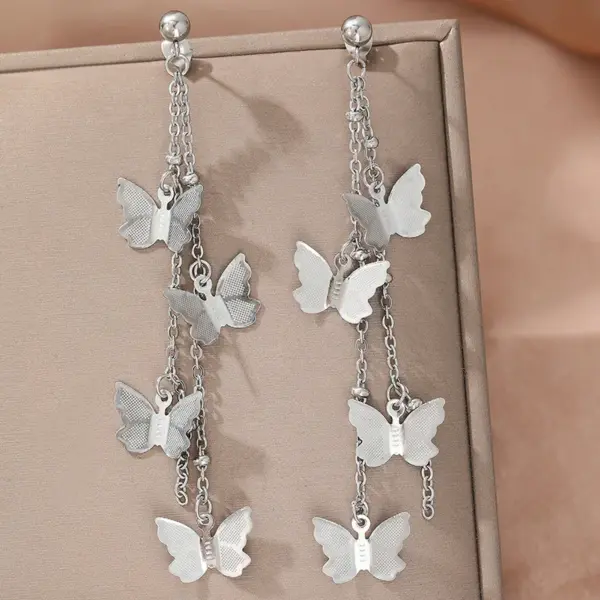 1 Pair IG Style Simple Style Artistic Butterfly 304 Stainless Steel Drop Earrings