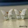 Wholesale Fashion Earrings Micro-encrusted Zircon Butterfly Copper Earrings