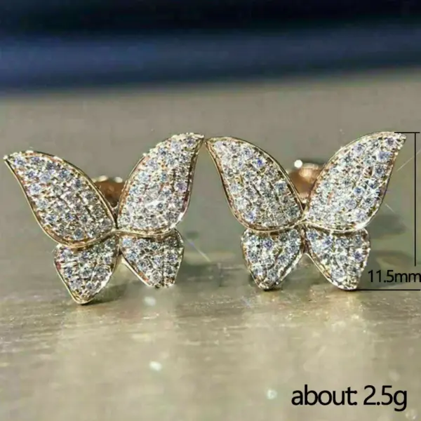 Wholesale Fashion Earrings Micro-encrusted Zircon Butterfly Copper Earrings