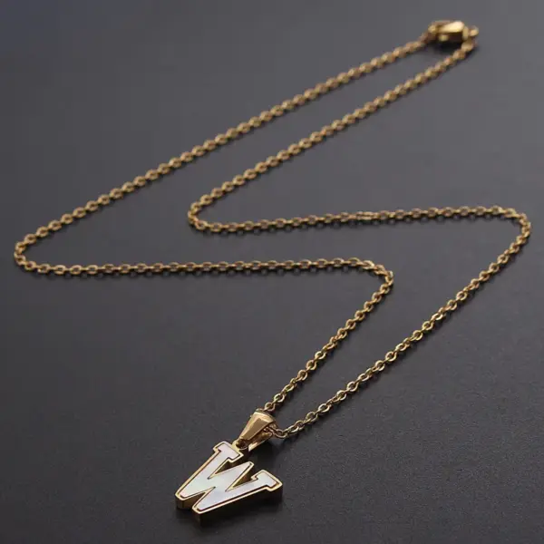Wholesale Jewelry Simple Style Commute Letter 304 Stainless Steel Shell Gold Plated Plating Inlay Pendant Necklace