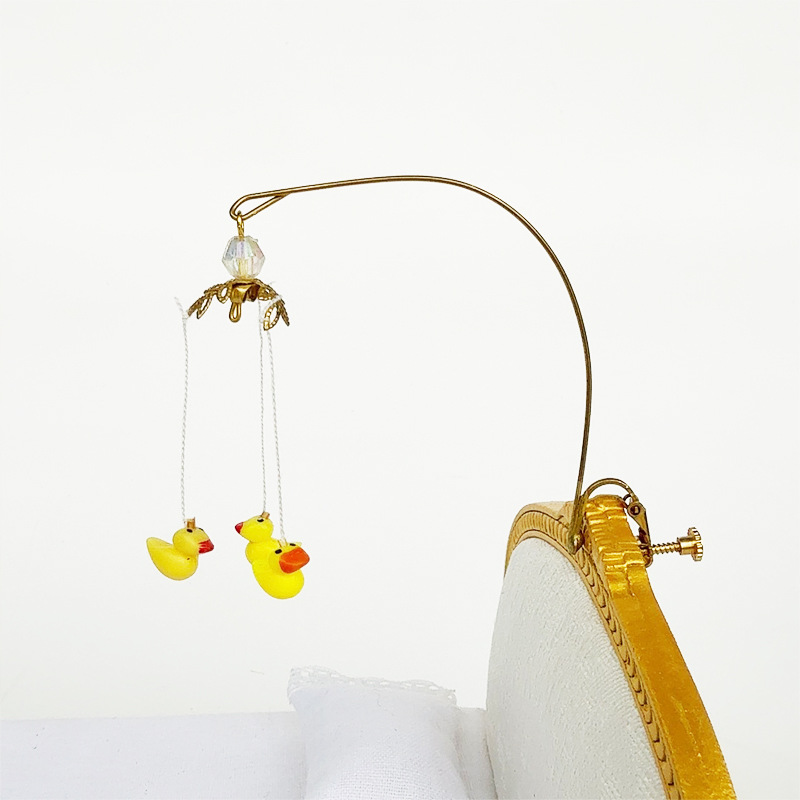 Wholesale 1:12 doll house dollhouse mini model scene chilen's room aessories yellow duckling hanging bedside toys