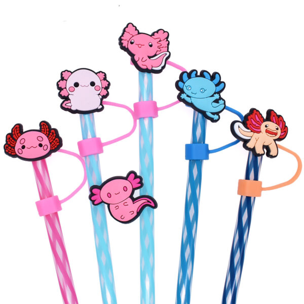 Wholesale Cute cartoon salamander dust plug dust cap 10mm flexible glue reusable drink milk tea straw plug cross-border