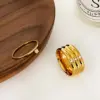Wholesale 304 Stainless Steel Geometric PVD Coated Zircon Real Gold Plated Nordic Style Romantic Simple Style Waterproof Non Tarnish Surgical Steel Plating Gold Rings