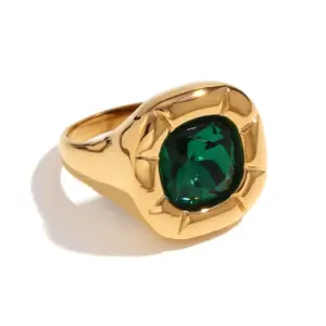 Flower Zircon Ring-Gold Green-No. 6