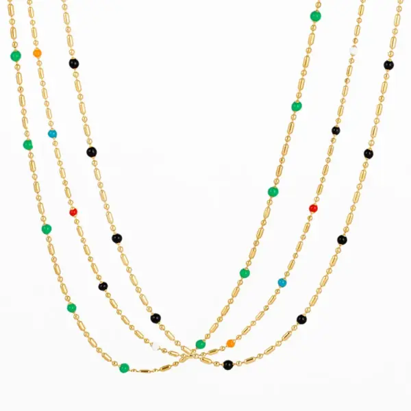 Wholesale Jewelry Fashion Geometric 304 Stainless Steel 16K Gold Plated White Gold Plated Gold Plated Plating Stainless Steel Necklaces