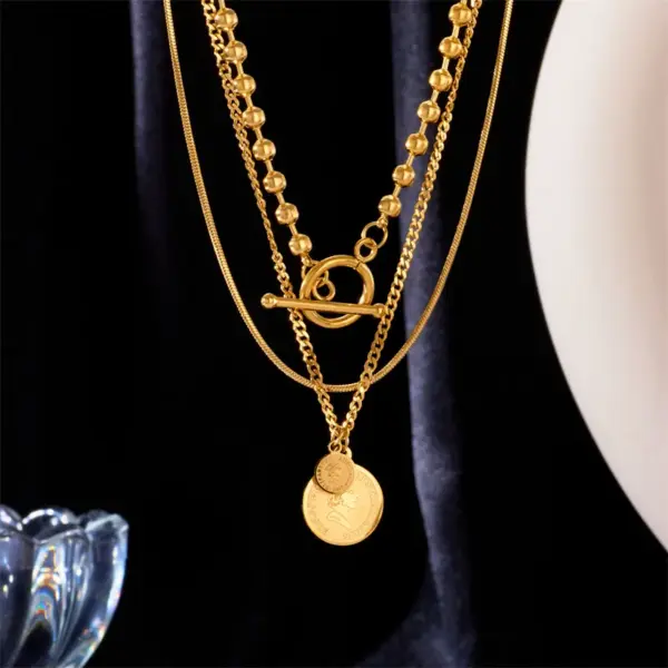 PVD Coated 18K Gold Plated 304 Stainless Steel Fashion Waterproof Non Tarnish 304 Stainless Steel Necklace