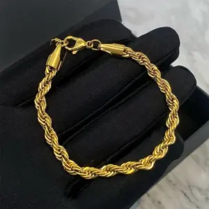 [Sle27] 5mm Hemp Flowers Chain Bracelet / Gold