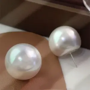 1414 Extra Large Round Bread Earrings Approximately 2.4*2.2cm