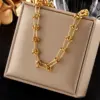304 Stainless Steel Geometric PVD Coated 18K Gold Plated Real Gold Plated Hip-Hop Waterproof Non Tarnish Plating Necklace