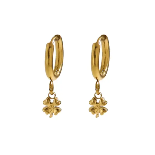 Wholesale PVD Coated 18K Gold Real Gold Plated Leaves Heart Shape Bow Knot 304 Stainless Steel IG Style Original Design French Style Waterproof Non Tarnish Earrings