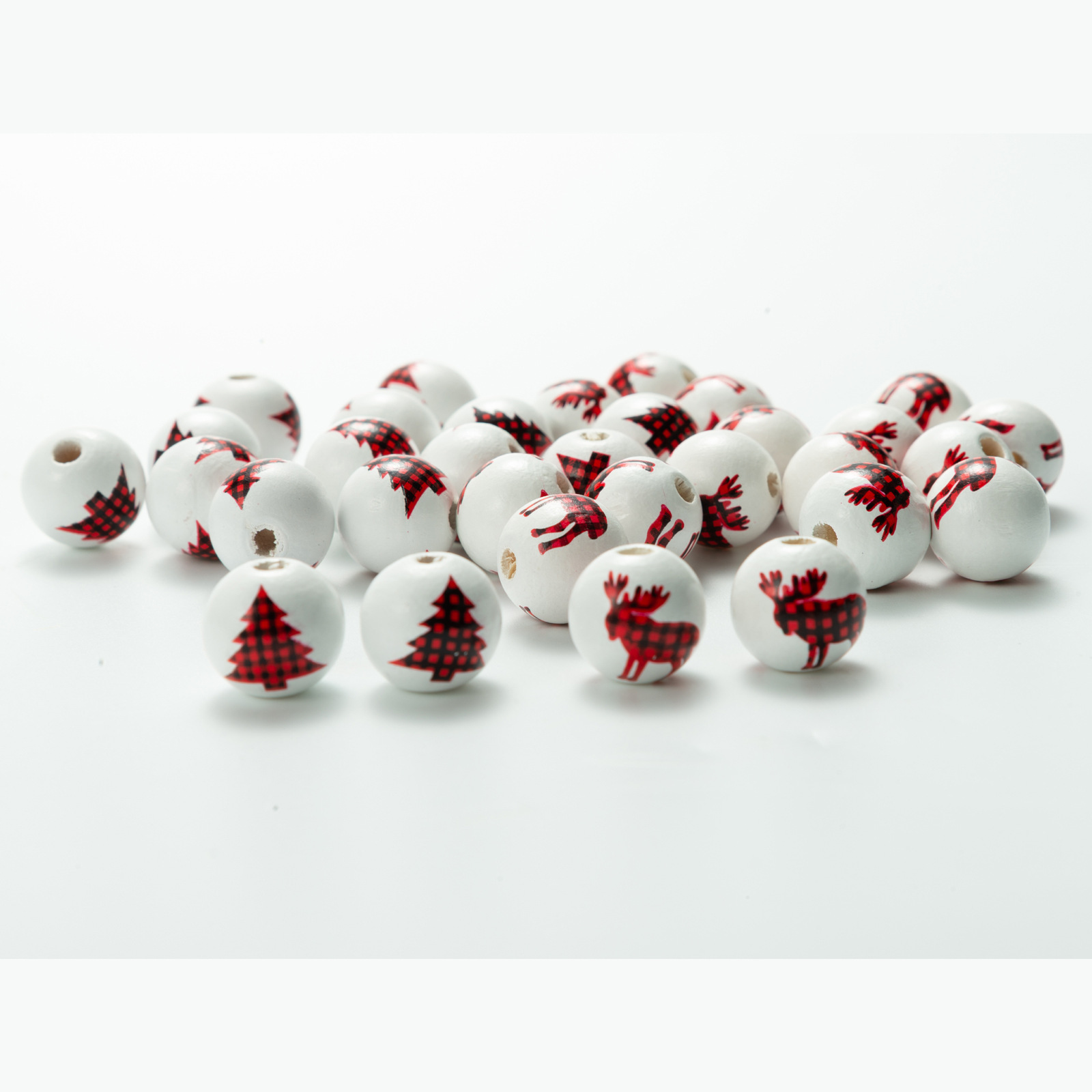 Wholesale lattice wooden beads Christmas wooden beads