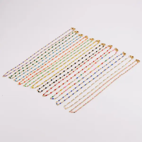 Wholesale 304 Stainless Steel Lips PVD Coated No Inlaid 18K Gold Plated Casual Waterproof Non Tarnish Epoxy Chain Pink Red Blue Choker