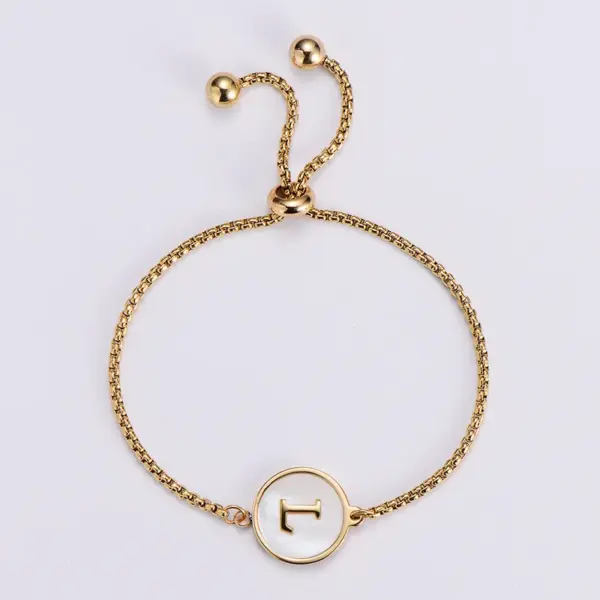 PVD Coated 18K Gold Plated Letter 304 Stainless Steel Simple Style Waterproof Non Tarnish 304 Stainless Steel Bracelets